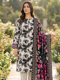 Monochrome Garden | Digital Printed Lawn 3-Piece Unstitched | Binteazam