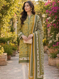 Olive Harvest Digital Printed Lawn 3-Piece Unstitched Suit | Binteazam
