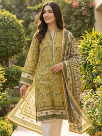 Olive Harvest Digital Printed Lawn 3-Piece Unstitched Suit | Binteazam
