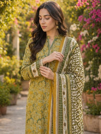 Olive Harvest Digital Printed Lawn 3-Piece Unstitched Suit | Binteazam
