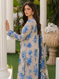 Blue Mist Digital Printed Lawn 3-Piece Unstitched Suit | Binteazam
