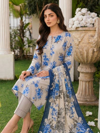 Blue Mist Digital Printed Lawn 3-Piece Unstitched Suit | Binteazam
