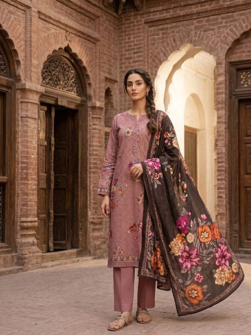Binteazam Rose Dust Lawn 3-Piece Unstitched | Digital Print