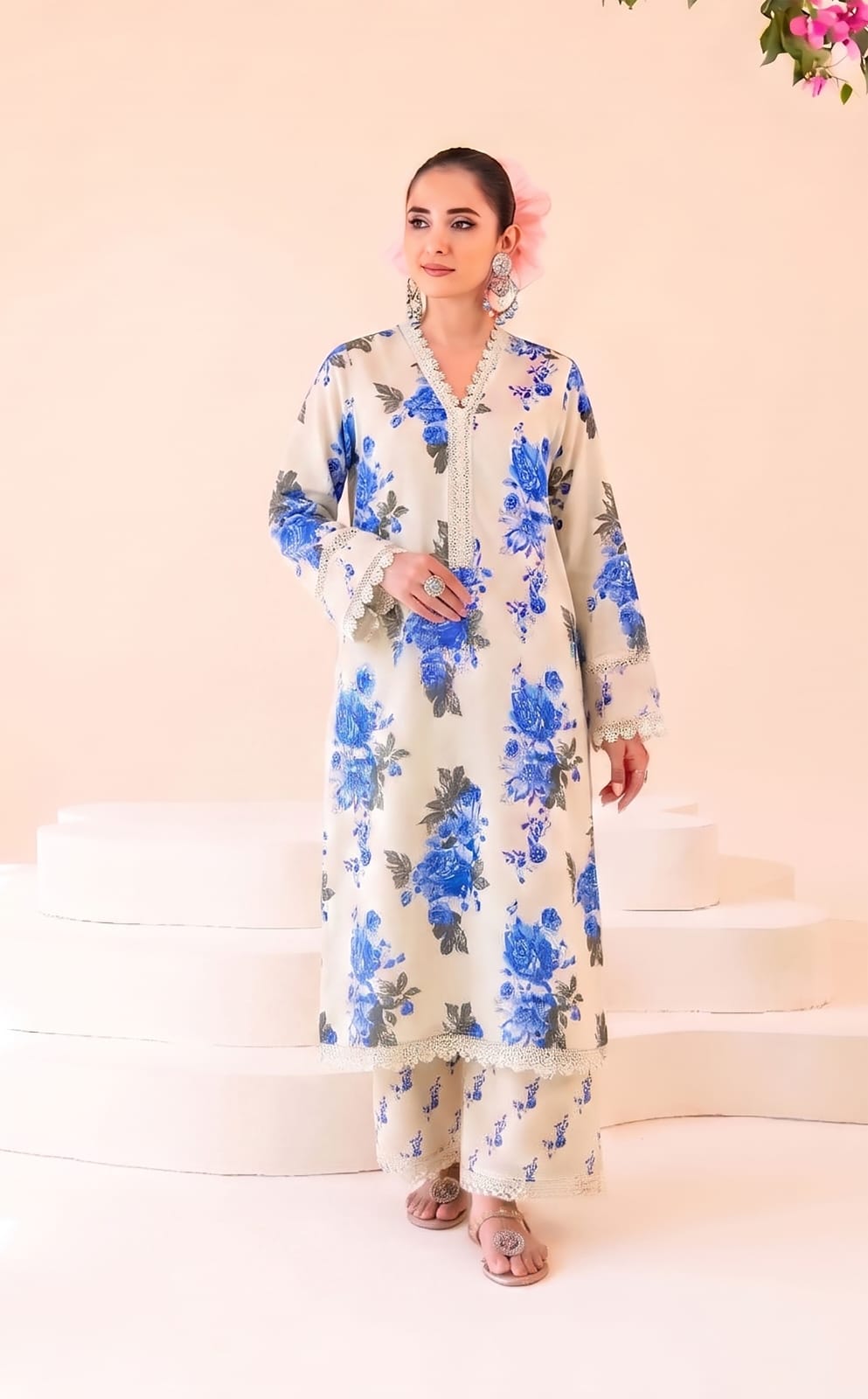 Digital Printed Lawn 2-Piece Unstitched Suit | Binteazam BAA-05002