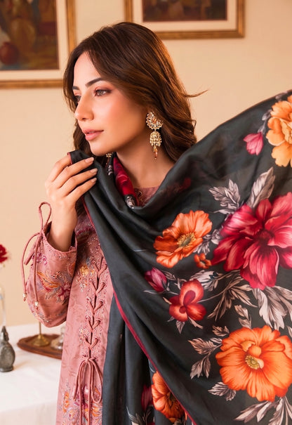 Binteazam Rose Dust Lawn 3-Piece Unstitched | Digital Print BAA-05007